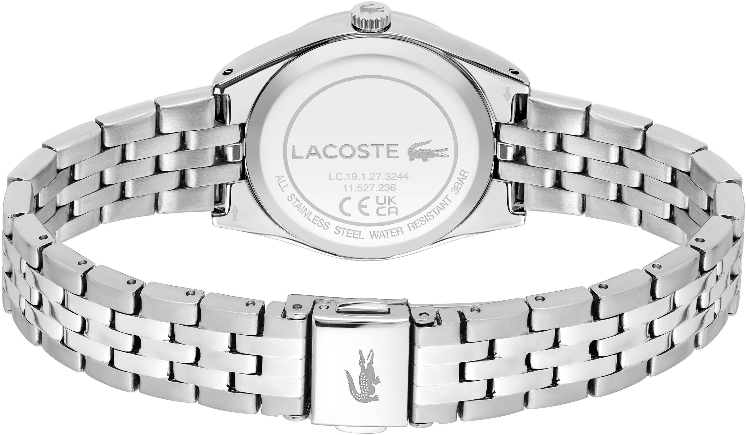 Lacoste Quarzuhr »TUILERIE«, Armbanduhr, Damenuhr, Glaskristalle, Edelstahlarmband, analog