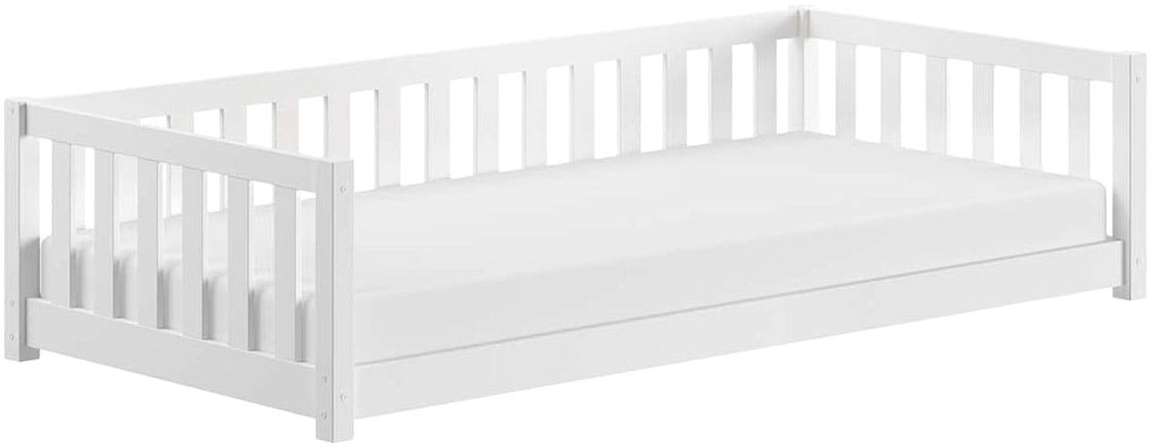 Vipack Kinderbett »Dallas, Massivholzbett, umbaubar vom Boden- zum Daybett« inkl. Rolllattenrost und Sprossenumrandung, 90 oder 140x200 cm breit,  stabil und standfest gebaut, wahlweise Kiefer massiv natur oder weiß