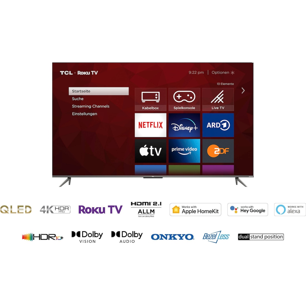 TCL QLED-Fernseher »55RC630X1«, 139 cm/55 Zoll, 4K Ultra HD, Smart-TV, HDR Pro, HDR10+, Dolby Vision, Game Master, HDMI 2.1, ONKYO Sound