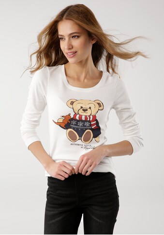 KangaROOS Langarmshirt, mit süssem Teddy-Aufdruck - NEUE KOLLEKTION kaufen