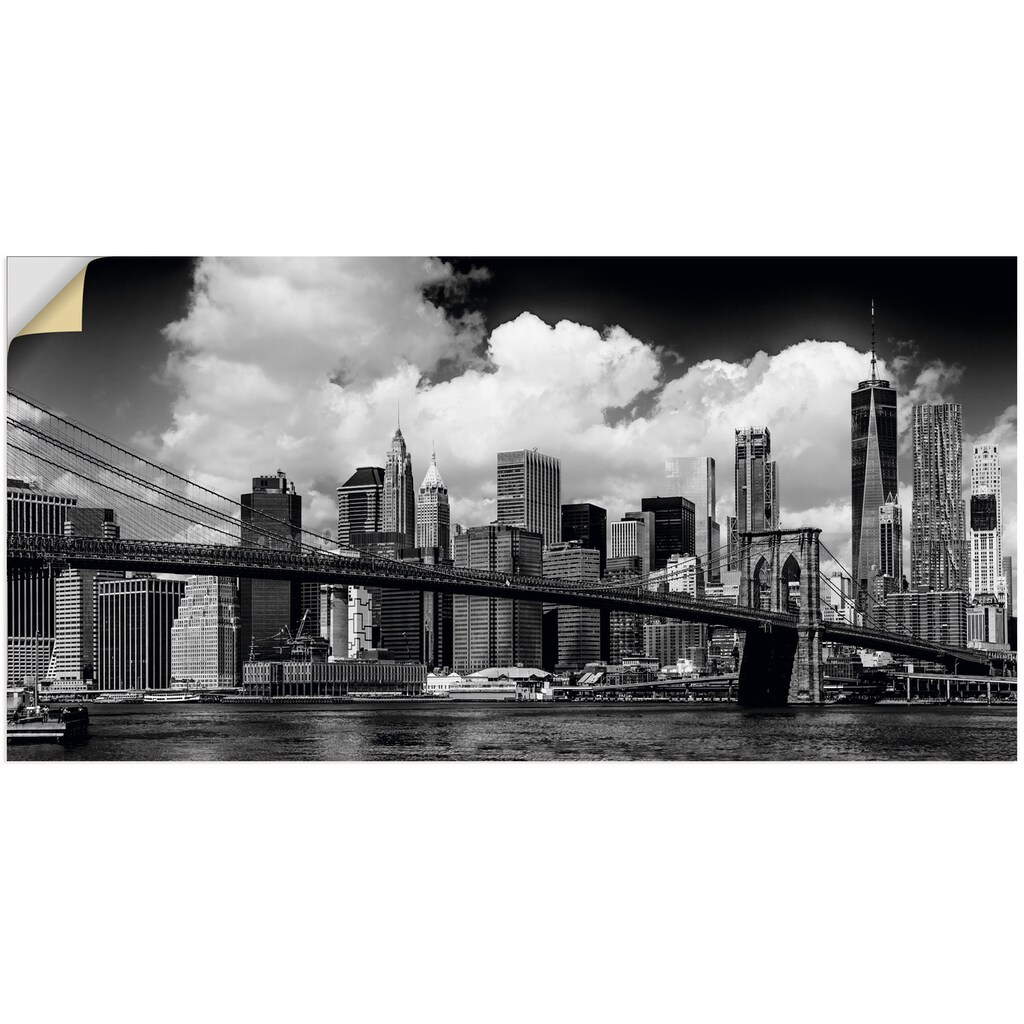 Artland Wandbild »Manhattan Skyline, Brooklyn Bridge«, New York, (1 St.)