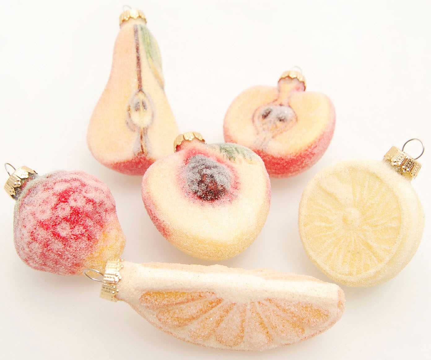 Krebs Glas Lauscha Christbaumschmuck »Glassortiment "Gezuckerte Früchte", 6 cm bis 8 cm«, (Set, 6 tlg.), Weihnachtsdeko, Weihnachtsbaumkugel, Christbaumkugeln aus Glas