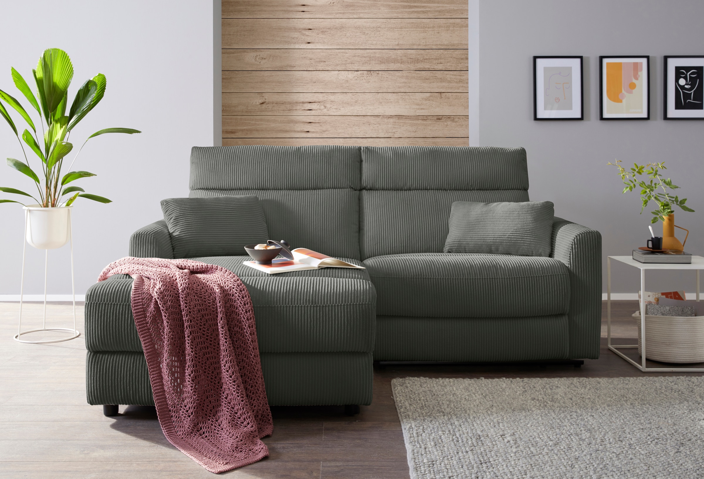 OTTO home Ecksofa »JENNA L-Form,  209cm - OTTO. Verlässliche Qualität.« manuelle o. elektrische Relaxfunktion, USB A/C, weicher Sitz, Cord.