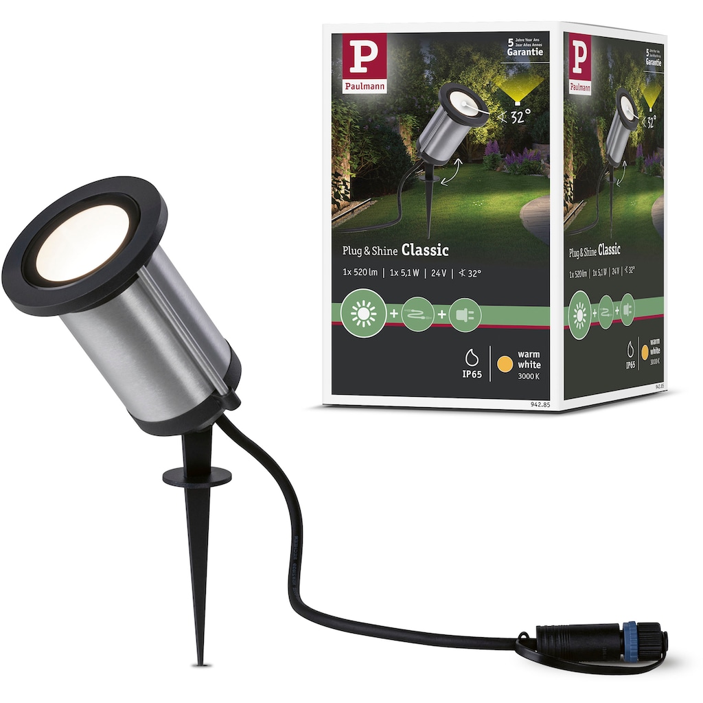 Paulmann LED Gartenstrahler »Plug & Shine«, 1 flammig-flammig, LED-Modul, 3000K 24V IP65 Anthrazit