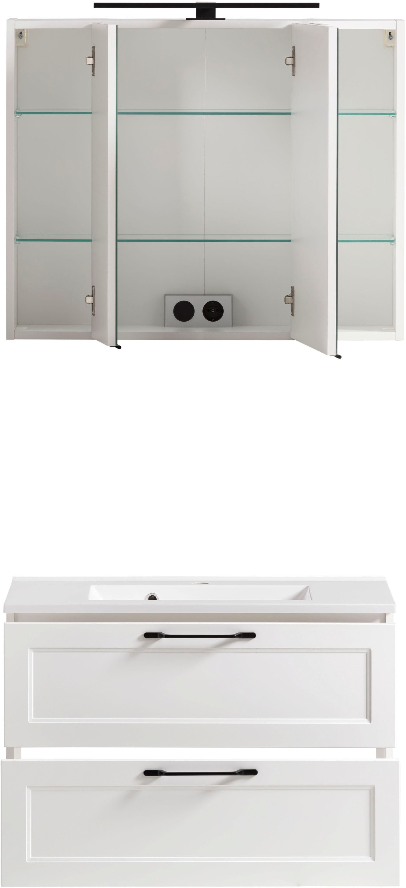 welltime Badmöbel-Set »Lana«, (Komplett-Set, 2 St.), Badezimmer-Set, 2-teilig, inkl. Waschbecken, 80 cm breit