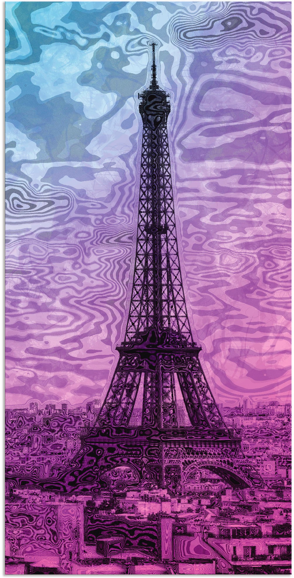 Artland Wandbild "Paris Eiffelturm Lila/Blau", Gebäude, (1 St.), als Alubil günstig online kaufen