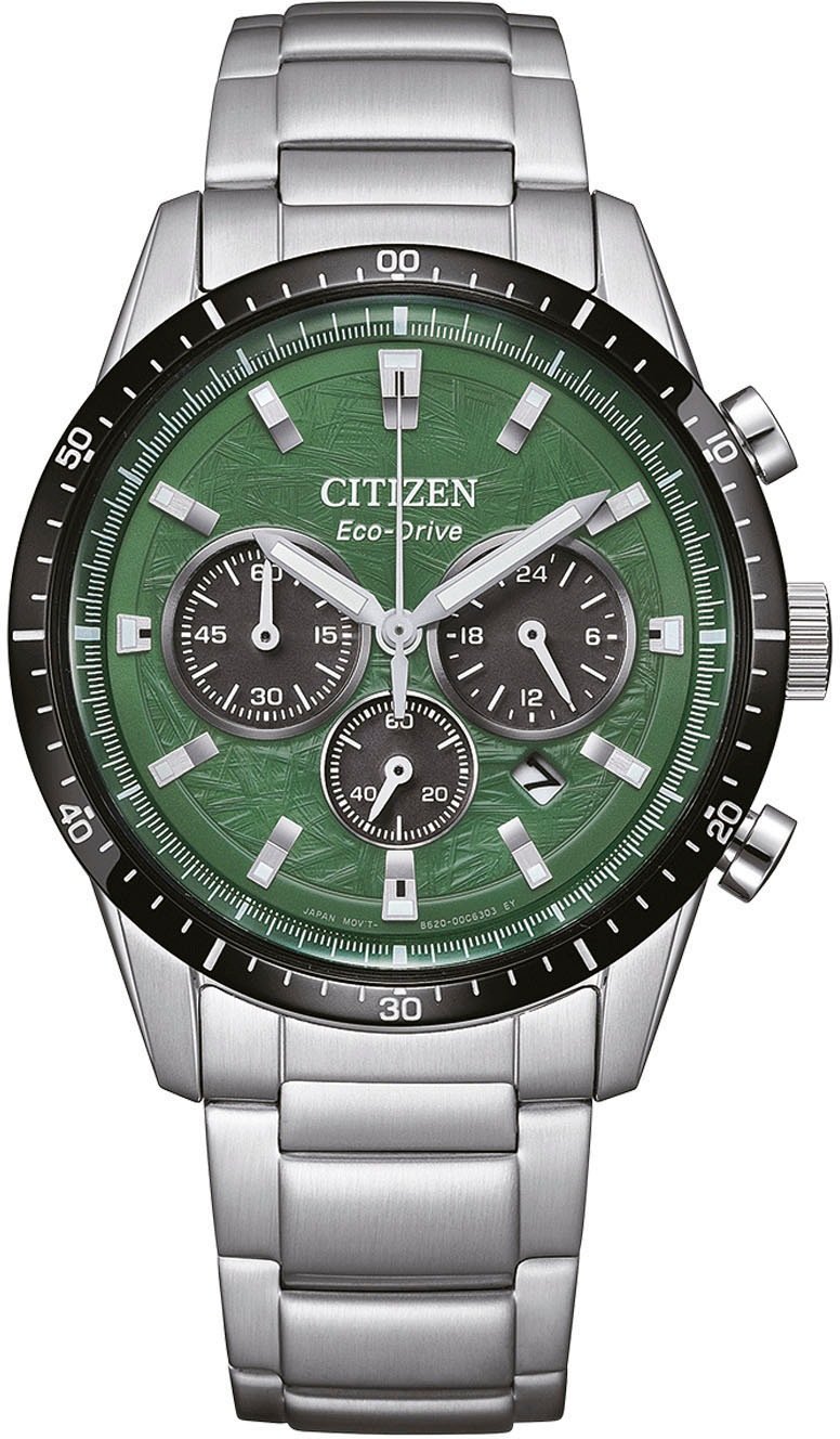 Citizen Chronograph Armbanduhr, Solar,Herrenuhr,Edelstahlarmband,analog,Tag,Stoppfunktion