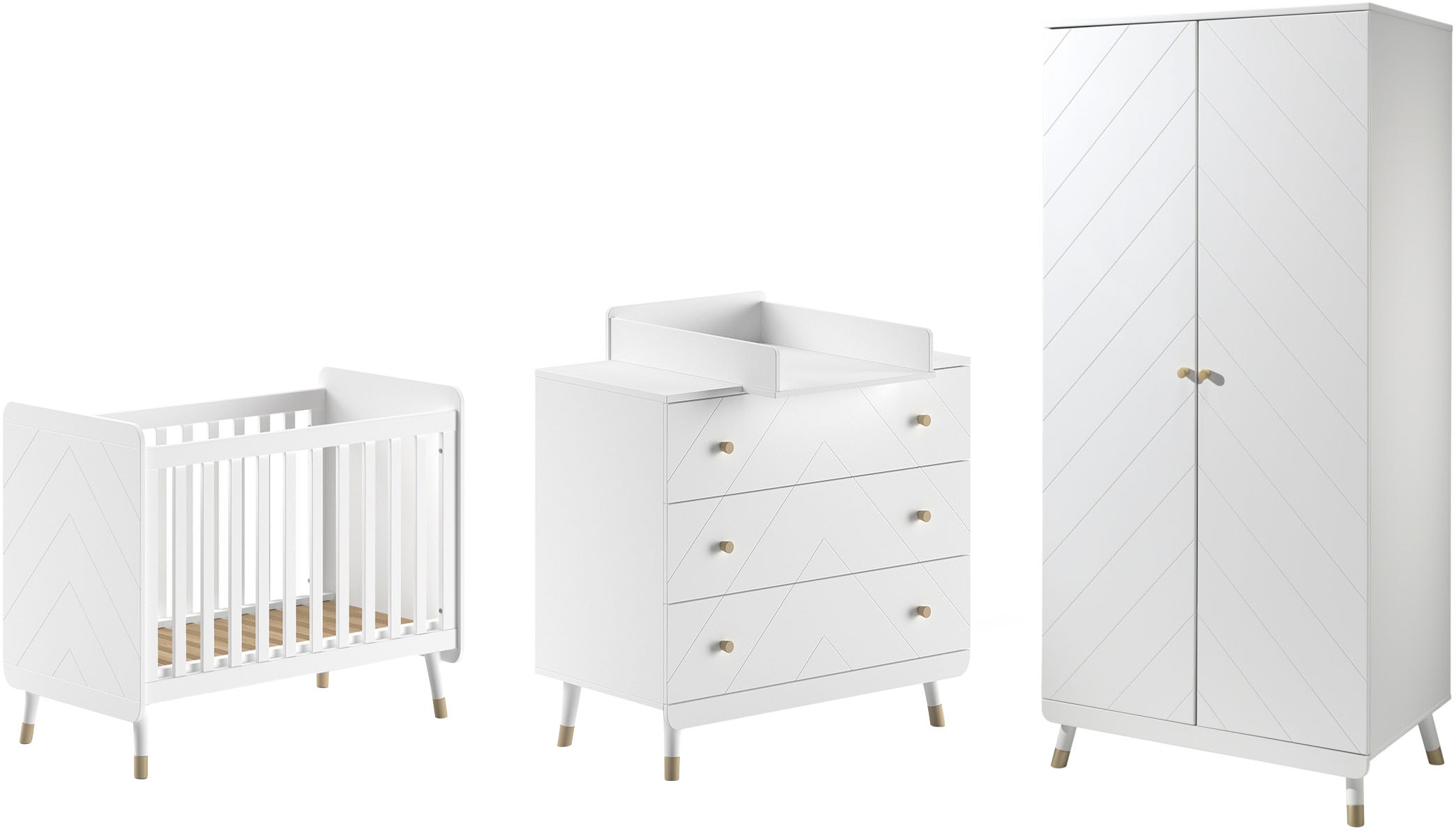 Vipack Babymöbel-Set Made in Europe,  4- tlg. bietet alles für Ihr Kinderzimmer, Ausf. satin weiß lackiert