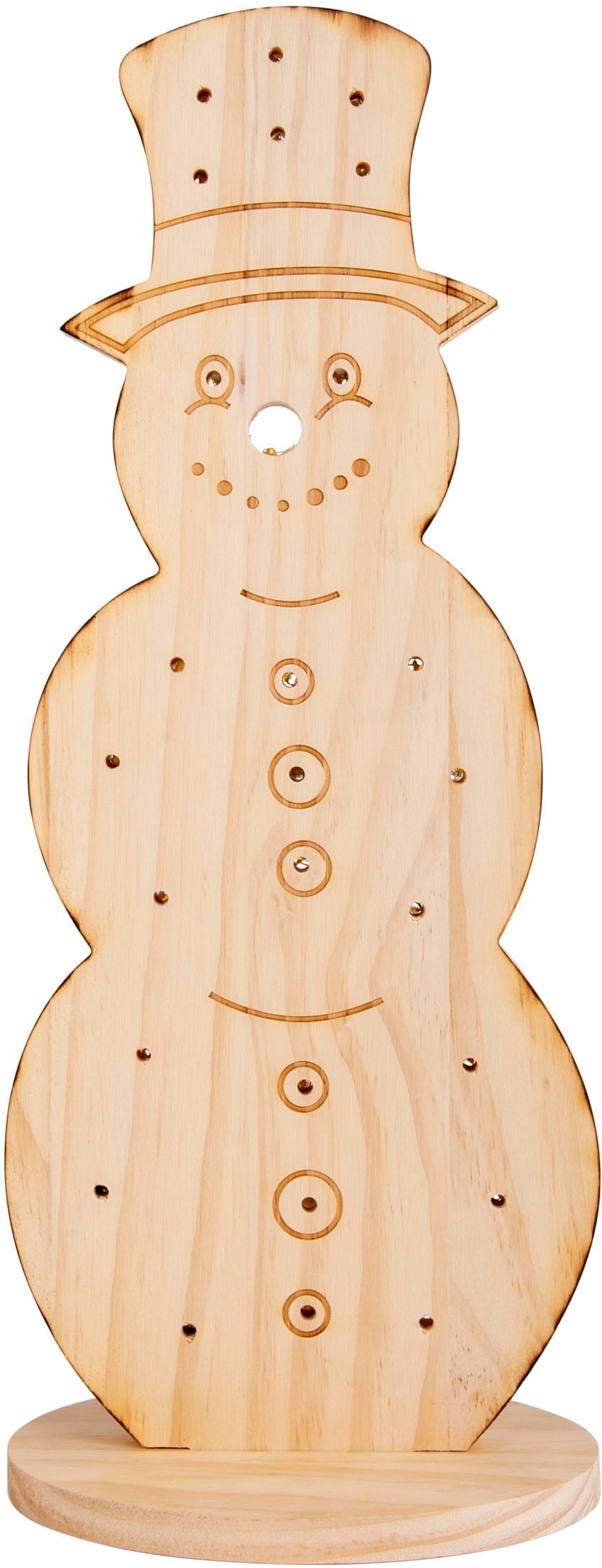 näve LED Dekoobjekt »Snowy, Weihnachtsdeko aus Holz«, Leuchtmittel LED-Board | LED fest integriert, Schneemann aus Holz, inkl. Timer, Höhe ca. 80 cm, Batteriebetrieb