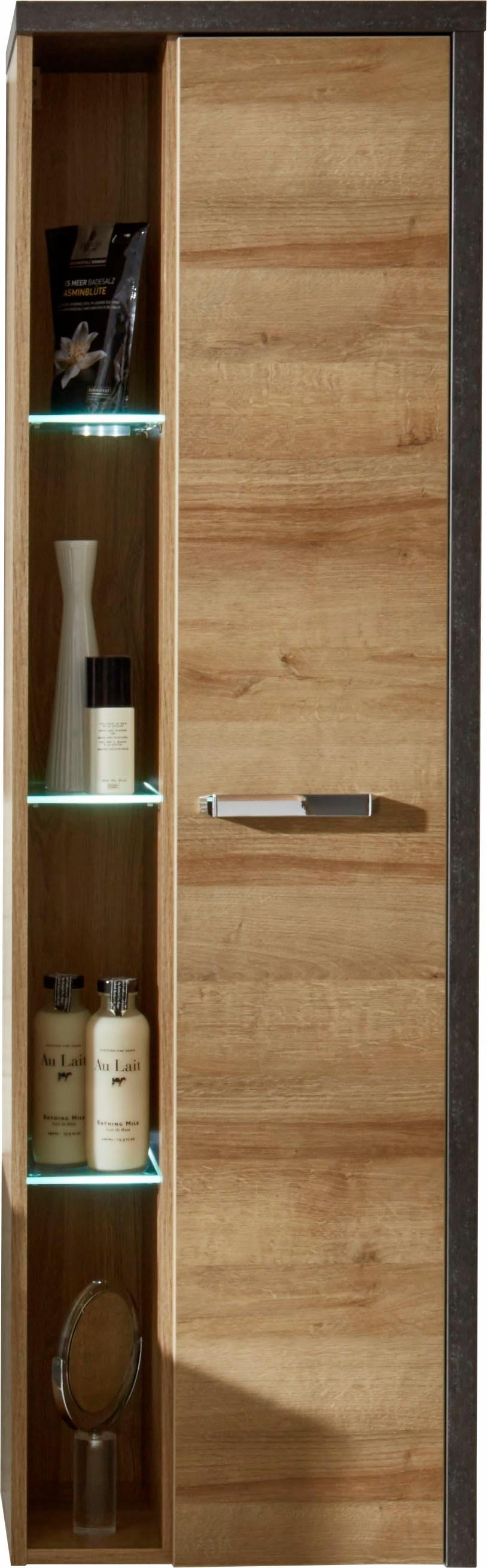 welltime Hochschrank »Bilbao«, Hänge-Badschrank mit innen verspiegelter Tür und 3 Glasböden