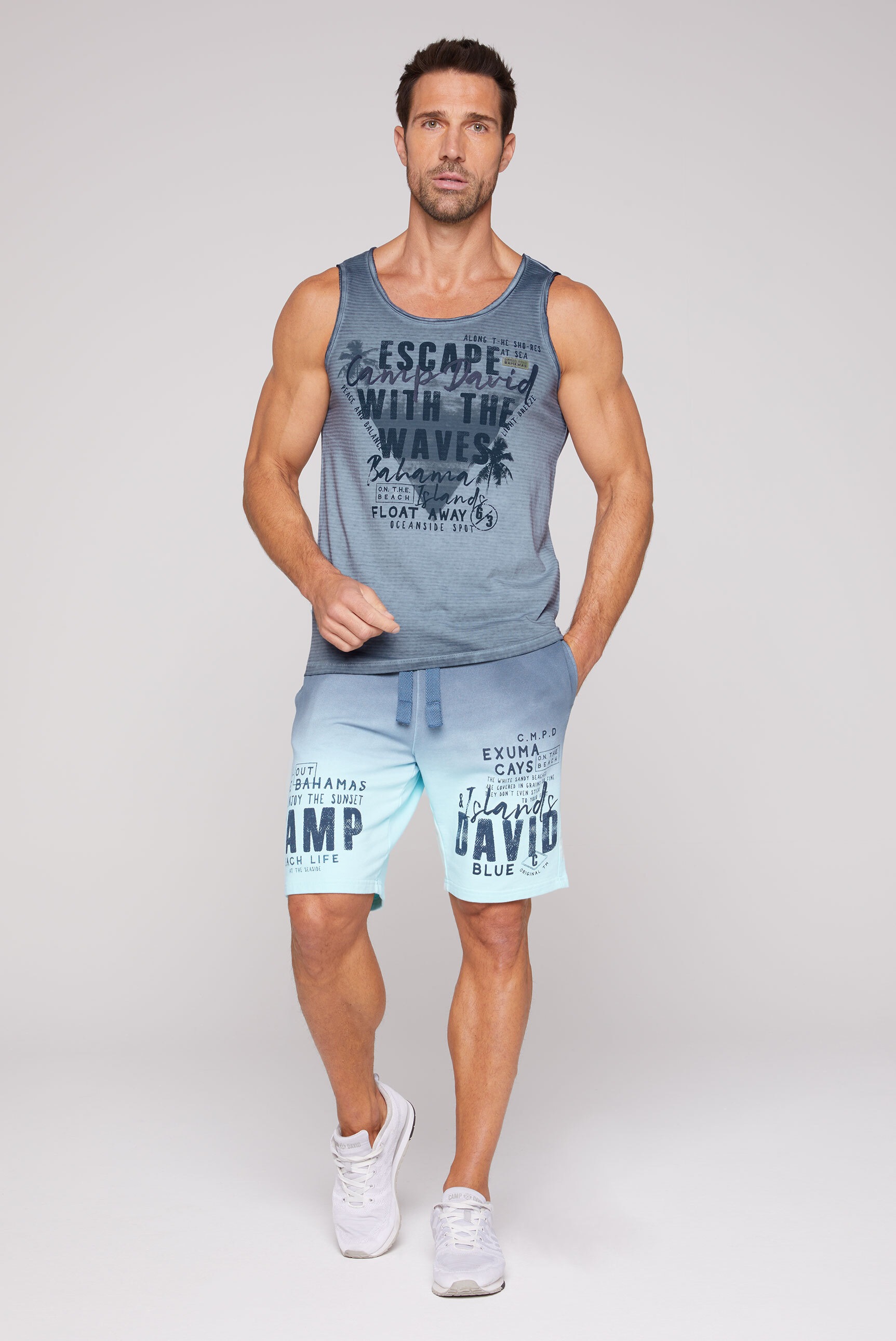 CAMP DAVID Tanktop, mit offenen Kanten an den Ausschnitten