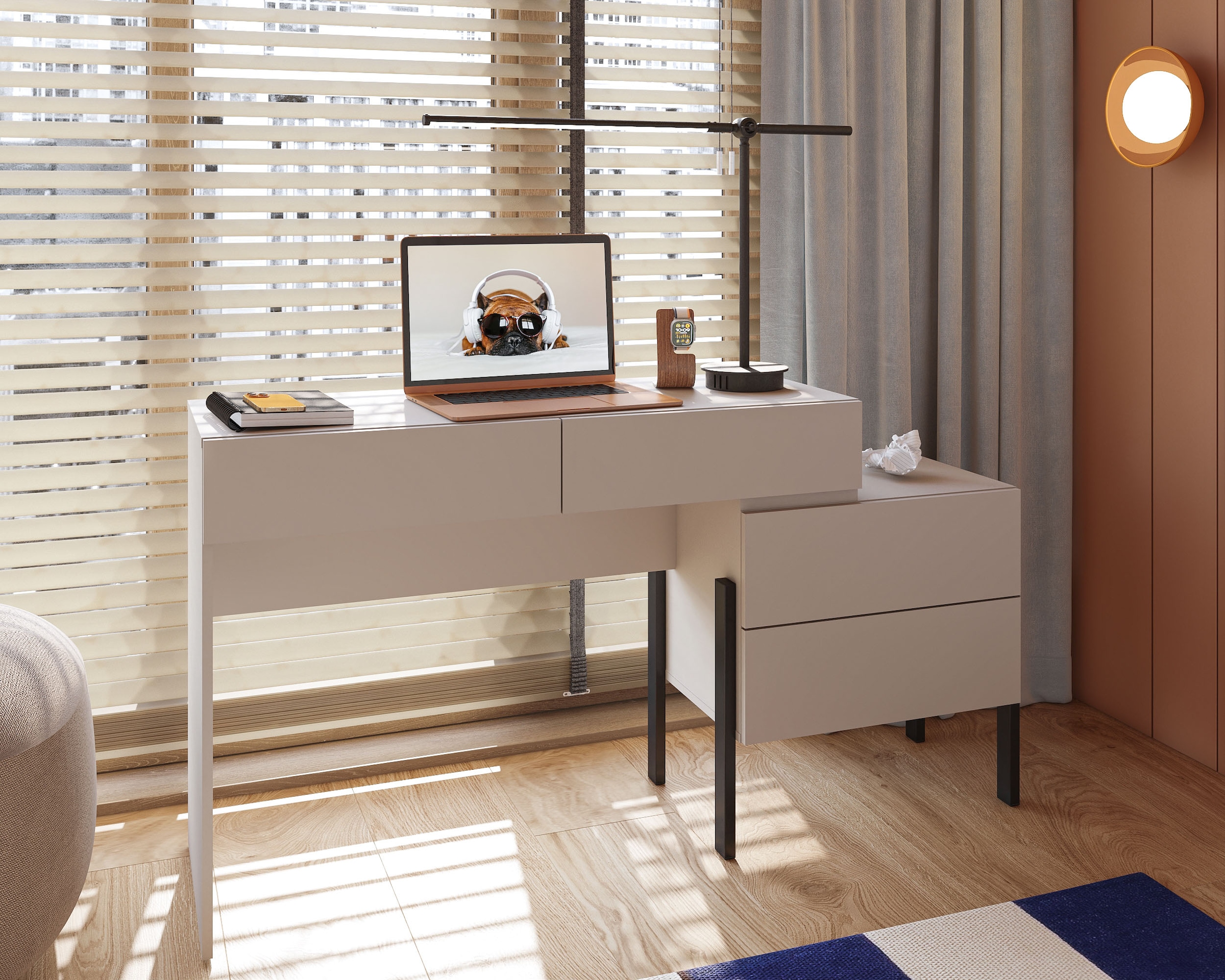Home affaire Schminktisch »Jukon, Breite 143 cm, moderner Schminktisch«, (ohne Spiegel), Schminktisch, grifflos mit 4 SK