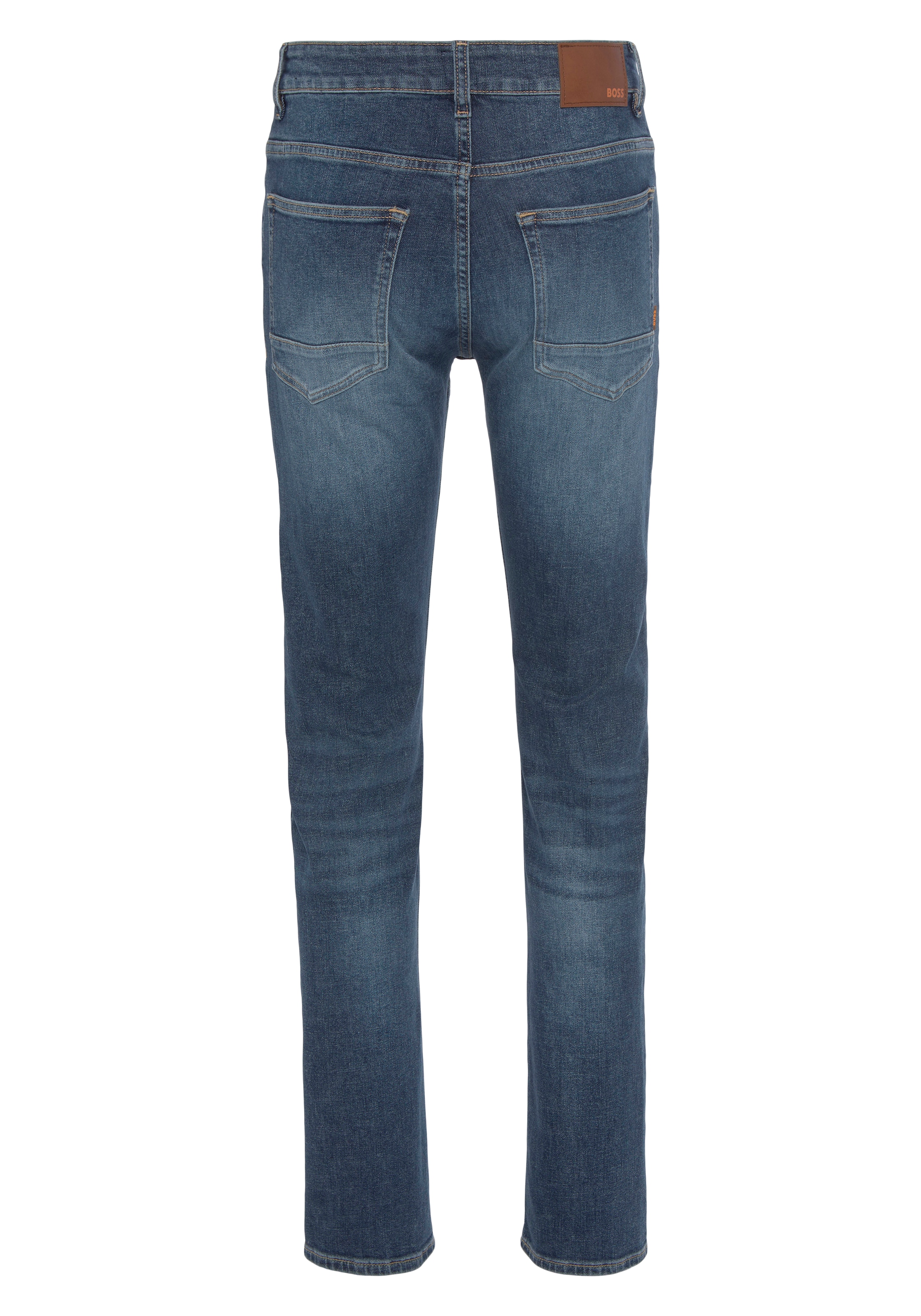 mit Slim-fit-Jeans am Bundabschluss Leder-Markenlabel kaufen BC-L-C«, BOSS »Delaware hinteren ORANGE
