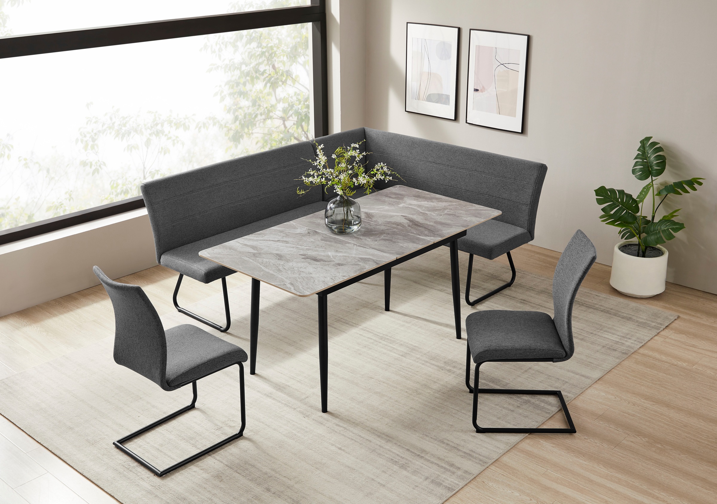 OTTO home Eckbankgruppe »Stevian« Set, 1 ausziehbarer Esstisch + 1 Eckbank günstig online kaufen