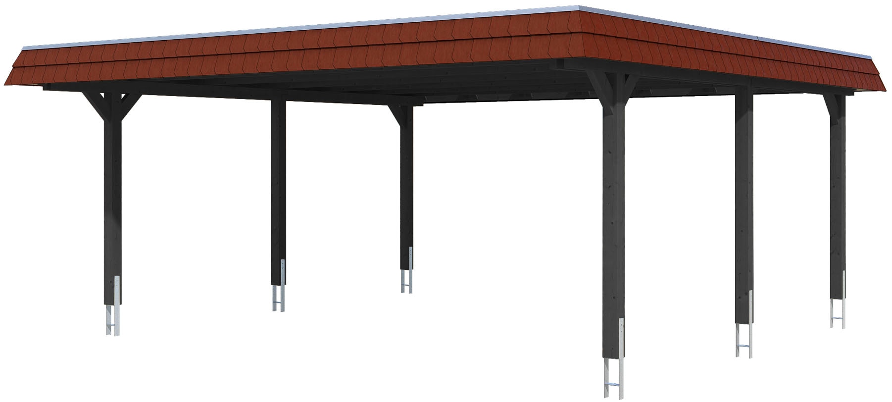 Skanholz Doppelcarport »Wendland« Leimholz 550 cm Anthrazit, rote Blende günstig online kaufen