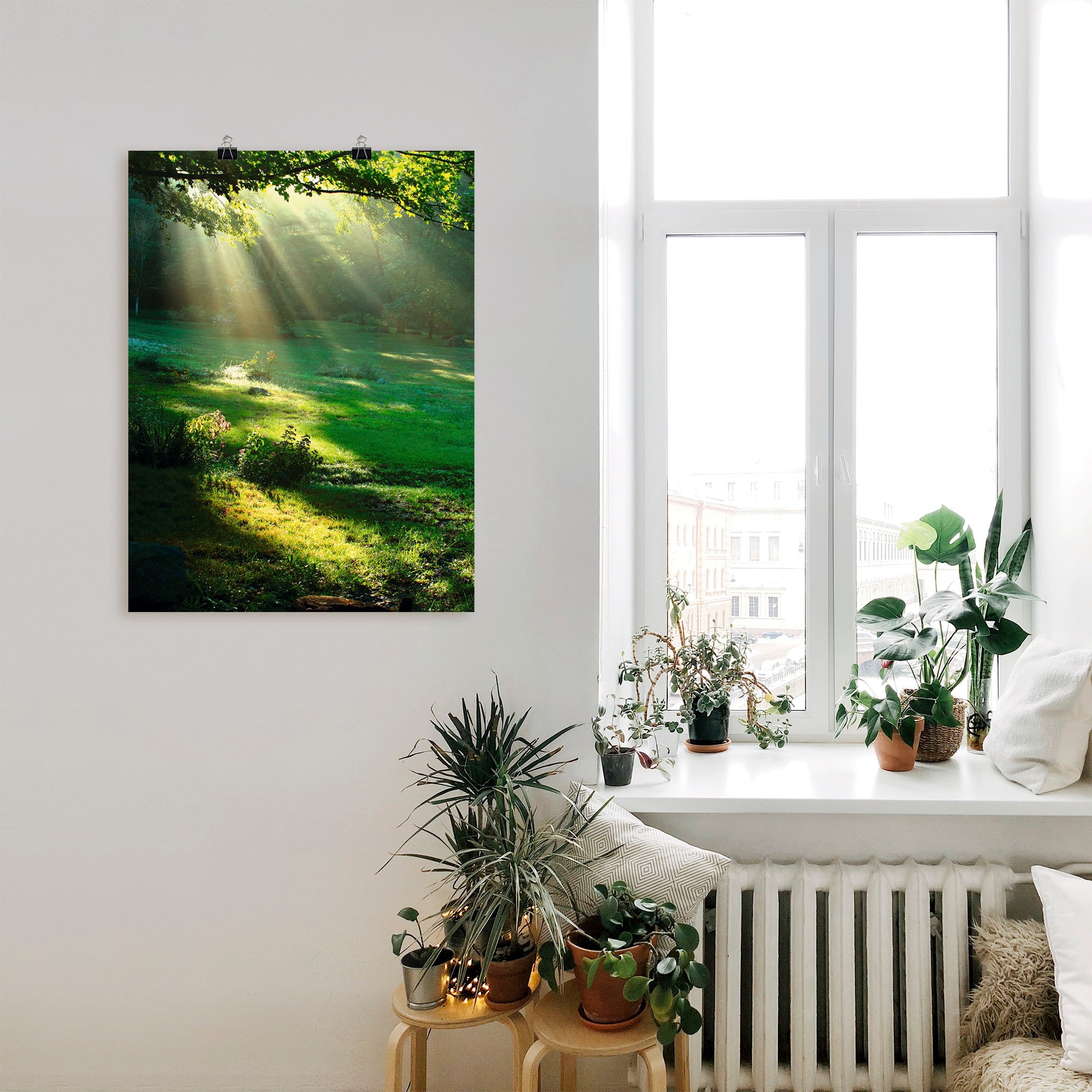 Artland Wandbild »Lichtkegel« Wald 1 Stk. tlg. als Alubild, Outdoorbild, Leinwandbild, Poster, Wandaufkleber