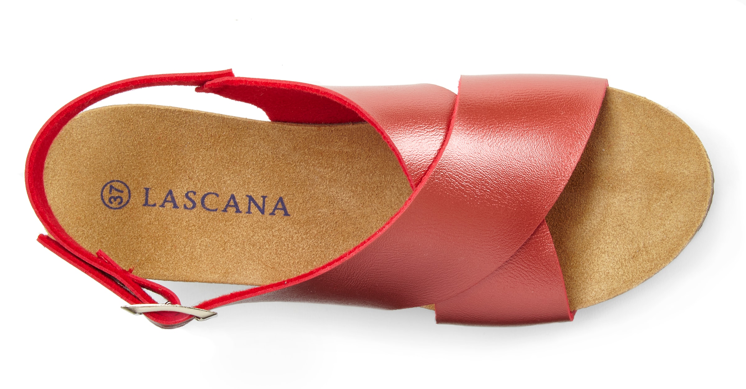 LASCANA Sandalette »Sommerschuh«, Sommerschuh mit Keilabsatz und Korkfußbett