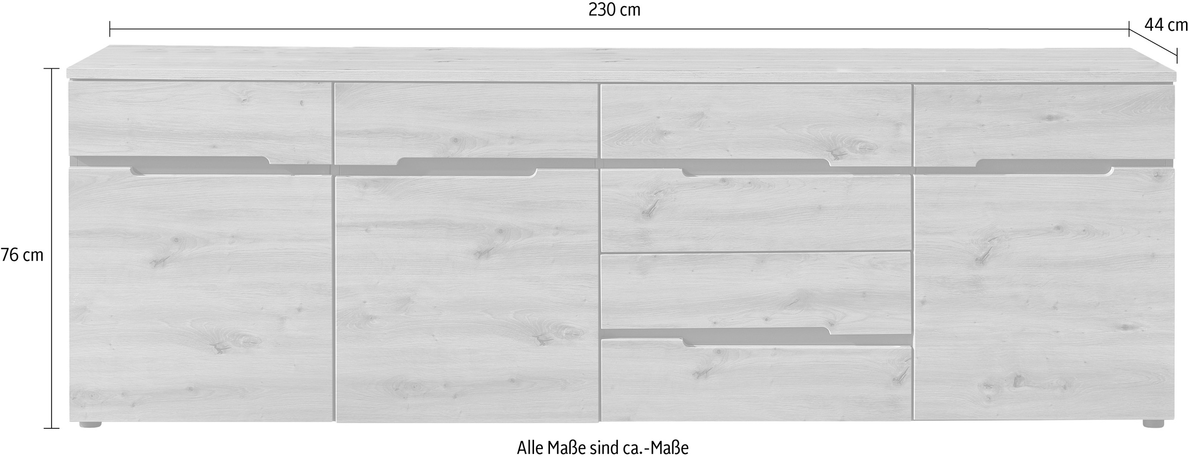 Innostyle TV-Board »TV-Board Memphis, 230x76x44cm (B/H/T)«, (1 St.), 3 türige, 4 Schubladen, 5 Böden
