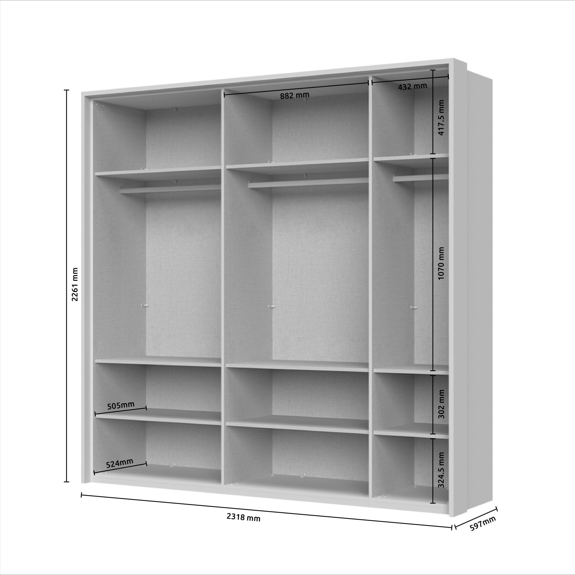 Places of Style Drehtürenschrank »Opera Parsol-Glastüren, LED-Glasbodenbeleuchtung, mit und ohne Kranz«, Glastüren, UV-Lack, LED-Innenbeleuchtung, Soft-Close-Funktion
