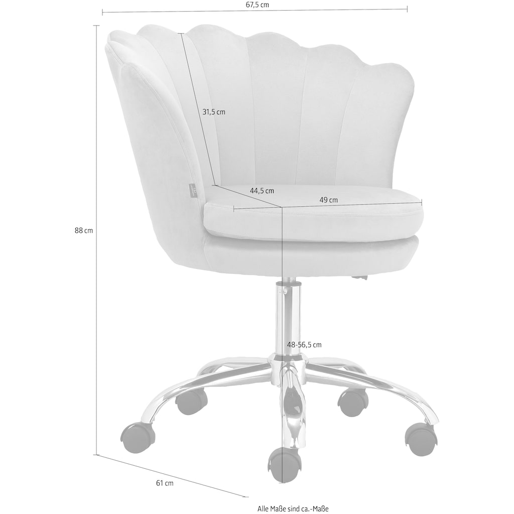 Leonique Bürostuhl »Helleu«, hohenverstellbar, 360° drehbar, Gestell aus Metall, in verschiedenen Farbvarianten enthältlich, Sitzhöhe 48-56,5 cm