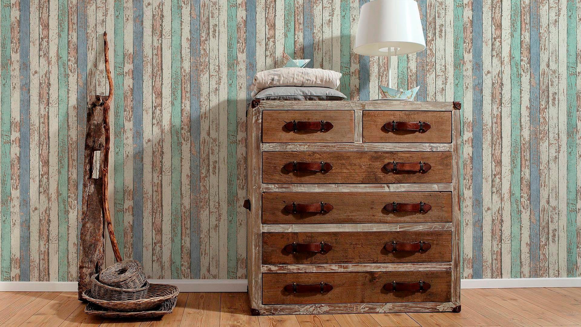 living walls Vliestapete »Best of Wood`n Stone 2nd Edition« Holz | gestreift | realistisch leicht strukturiert Tapete Holzoptik matt leicht strukturiert Tapeten Wohnzimmer modern