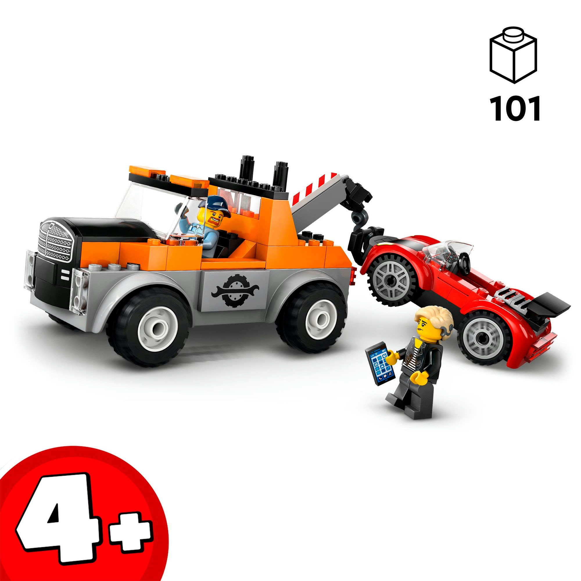 LEGO® Konstruktionsspielsteine »Abschleppwagen mit Sportauto (60435), LEGO City«, (101 St.), Made in Europe