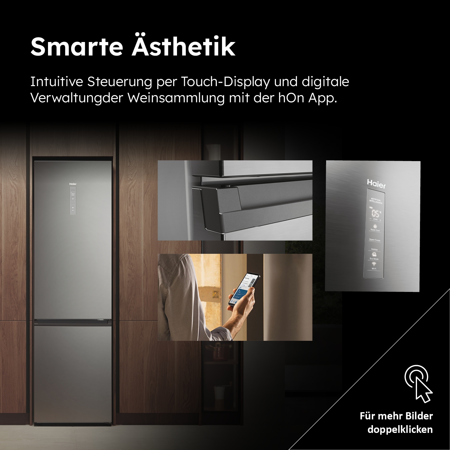 Haier Kühl-/Gefrierkombination 2D 60 SERIES 7 »HDPW7620ANPK«, Daylight: LED-Lichtsäule für optimale Sicht