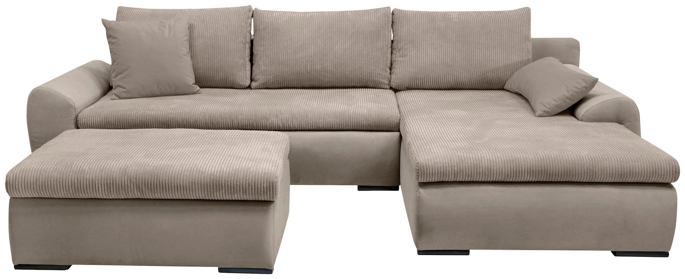 Home affaire Ecksofa »Win L-Form«, optional mit Schlaffunktion und Bettkasten, taupe, Cord