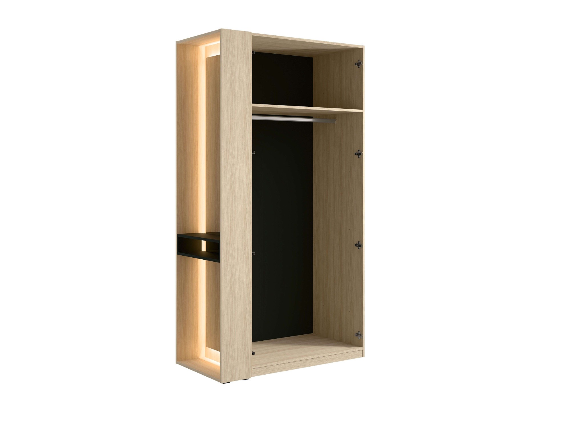 Home affaire Kleiderschrank »TRENTO Garderobe, Wäscheschrank mit großem Spiegel und LED-Beleuchtung«, mit Kleiderstange oder Einlegeböden, Maße B/H/T: 111/208/58 cm