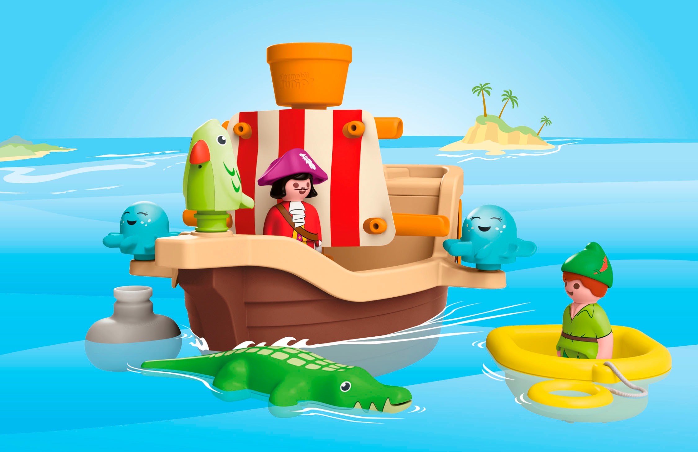 Playmobil® Konstruktions-Spielset »Peter Pans Piratenschiff mit Wasserspritzspaß (71769), JUNIOR & Disney«, (12 St.), Made in Europe