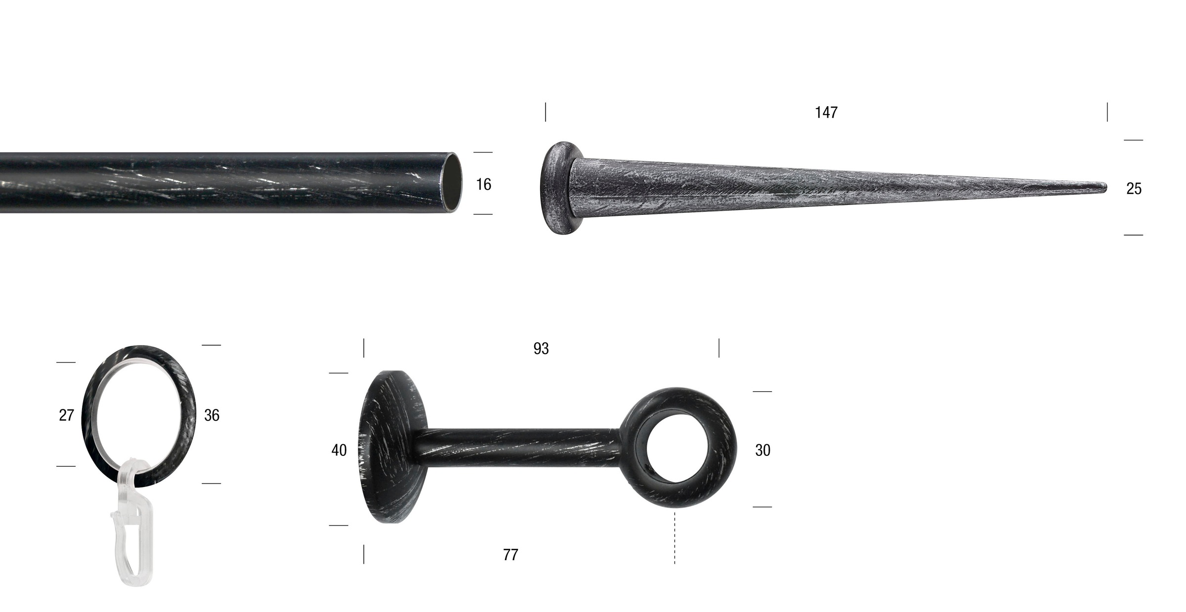 GARESA Gardinenstange »ESPERANCA«, 1 läufig-läufig, Wunschmaßlänge, rustikale Vorhanggarnitur, verlängerbar, Endknopf Spitze, m. Ringe