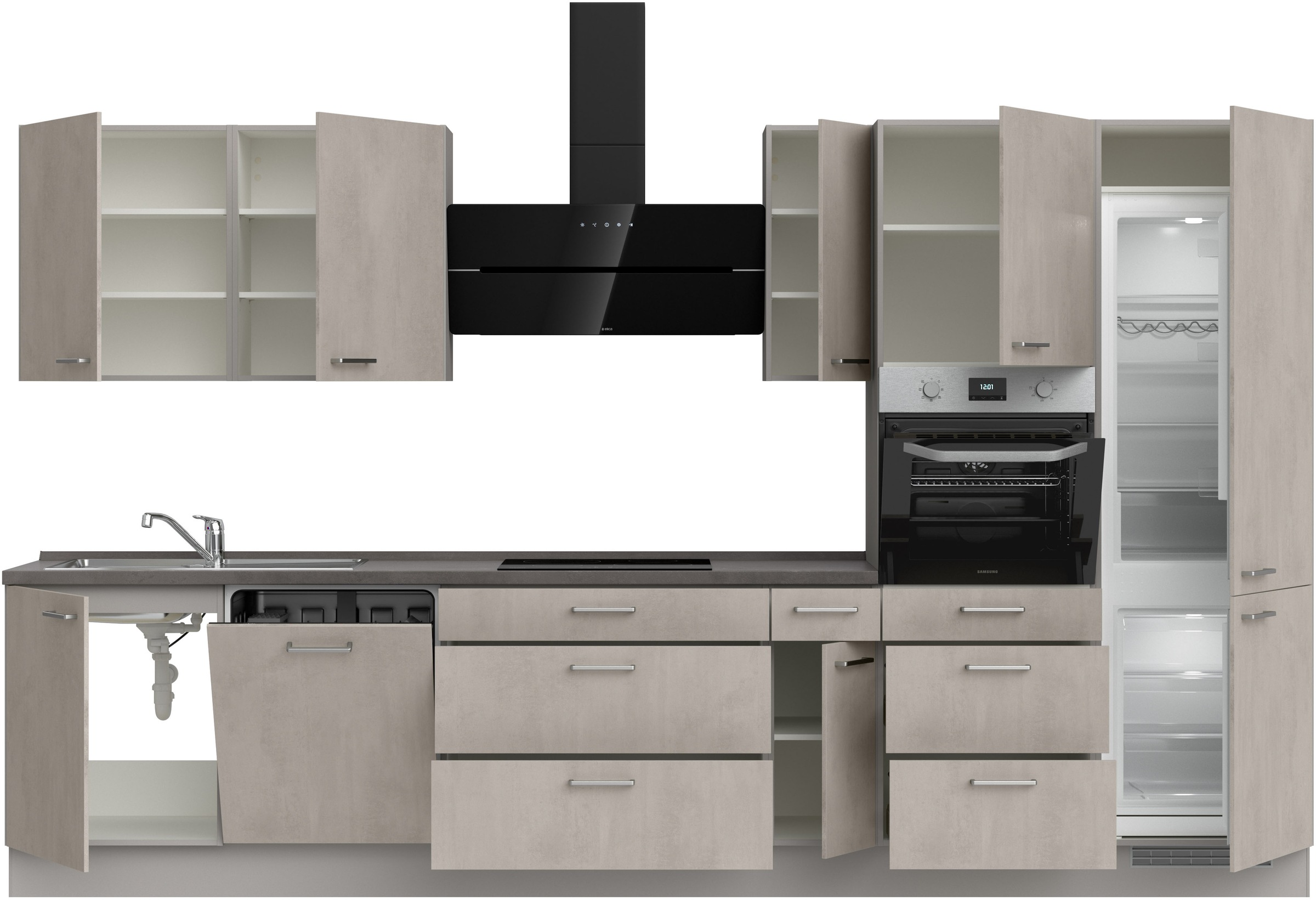 nobilia® Küchenzeile »"Riva II"«, vormontiert, Ausrichtung wählbar, Breite 360 cm, wahlw. mit E-Geräten