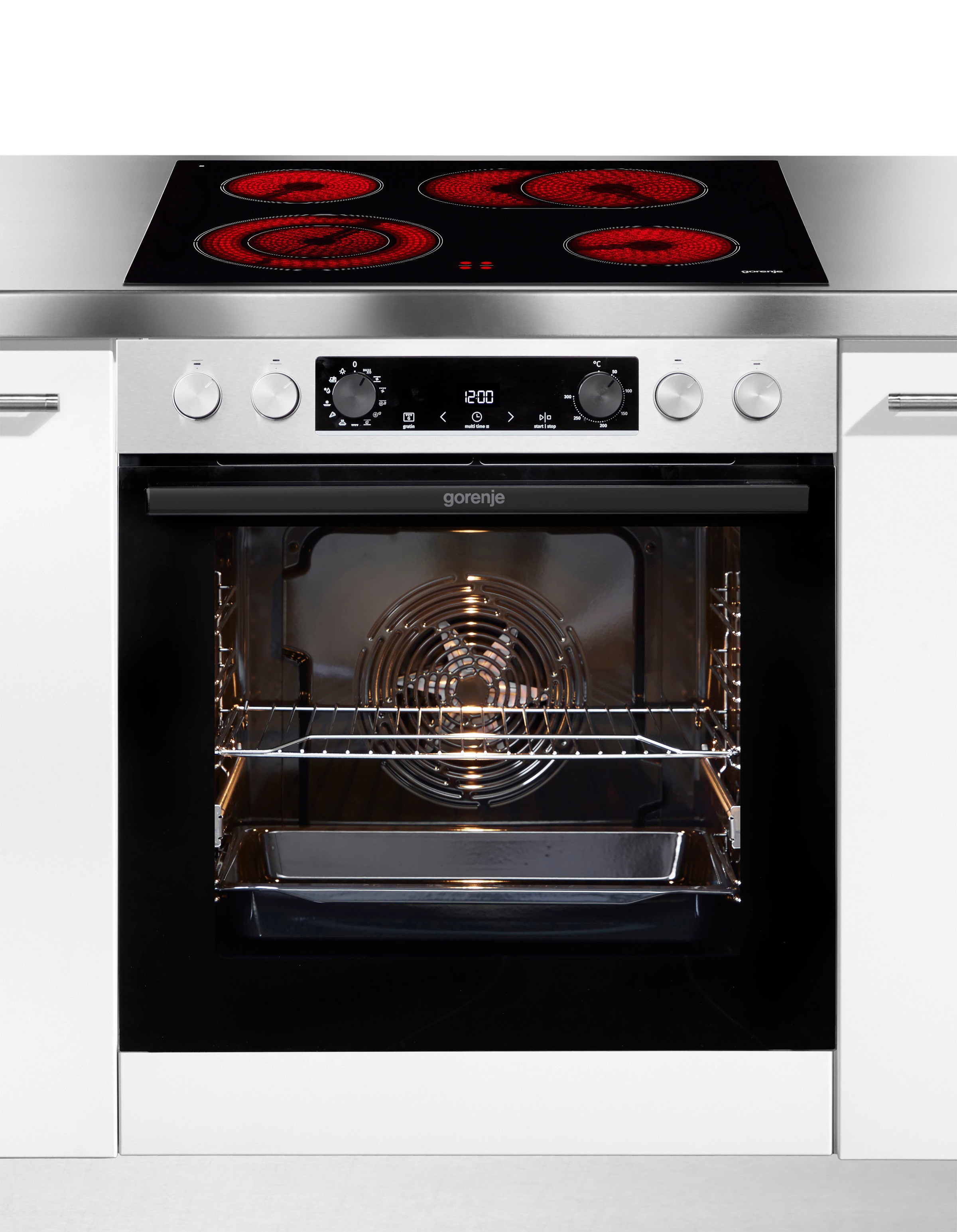 GORENJE Elektro-Herd-Set »Herd BCSB 737OTX« mit 1-fach-Teleskopauszug Aqua Clean 1 Stk. tlg. Pizzafunktion mit 300 °C – perfekt für Pizza, Focaccia...