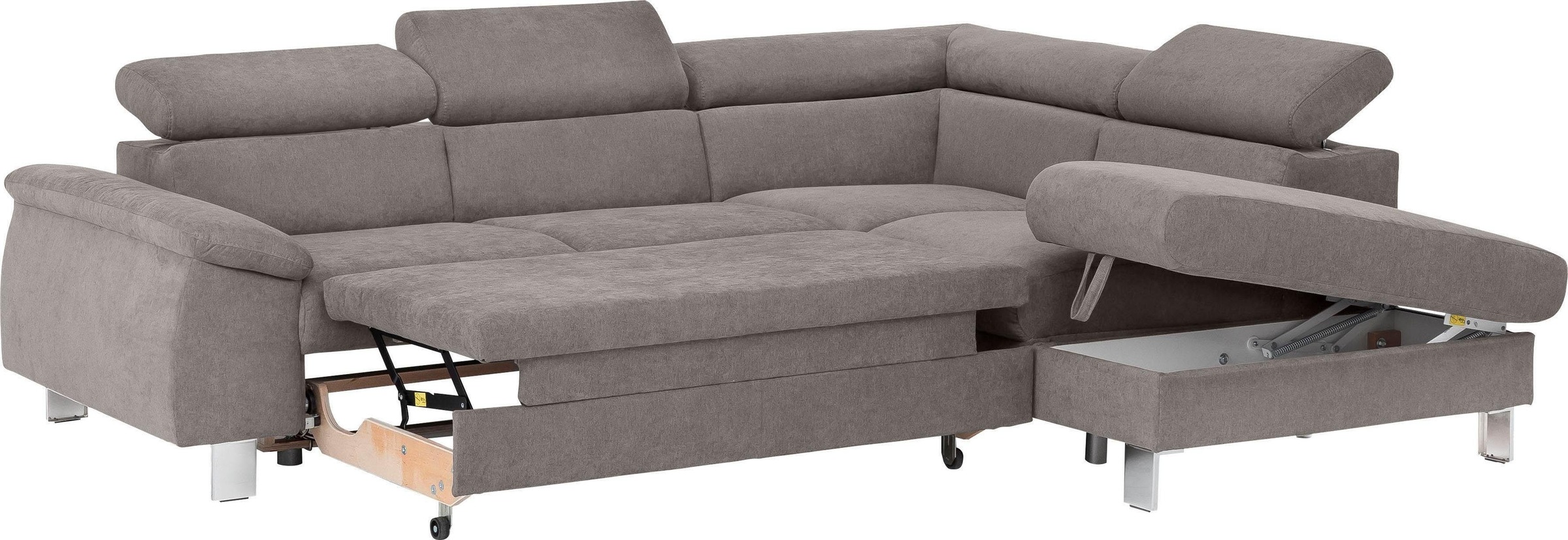 COTTA Polstergarnitur »Komaris L-Form«, (Set), Set bestehend aus: Ecksofa mit Kopfteilverstellung & Hocker