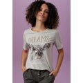 Aniston CASUAL T-Shirt, Frontdruck mit Pailletten verziertem Adler, glänzendem Foliendruck und Schriftzug