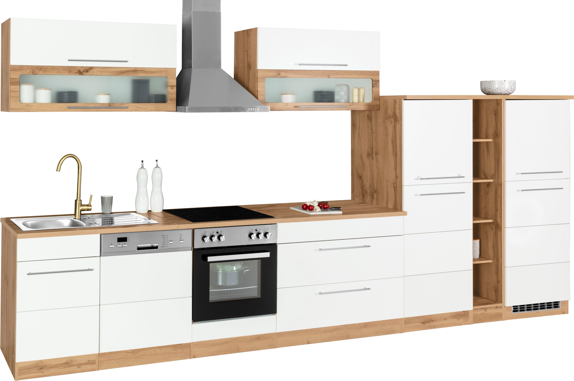 KOCHSTATION Küchenzeile »KS-Wien« Breite 420 cm, wahlweise mit E-Geräten