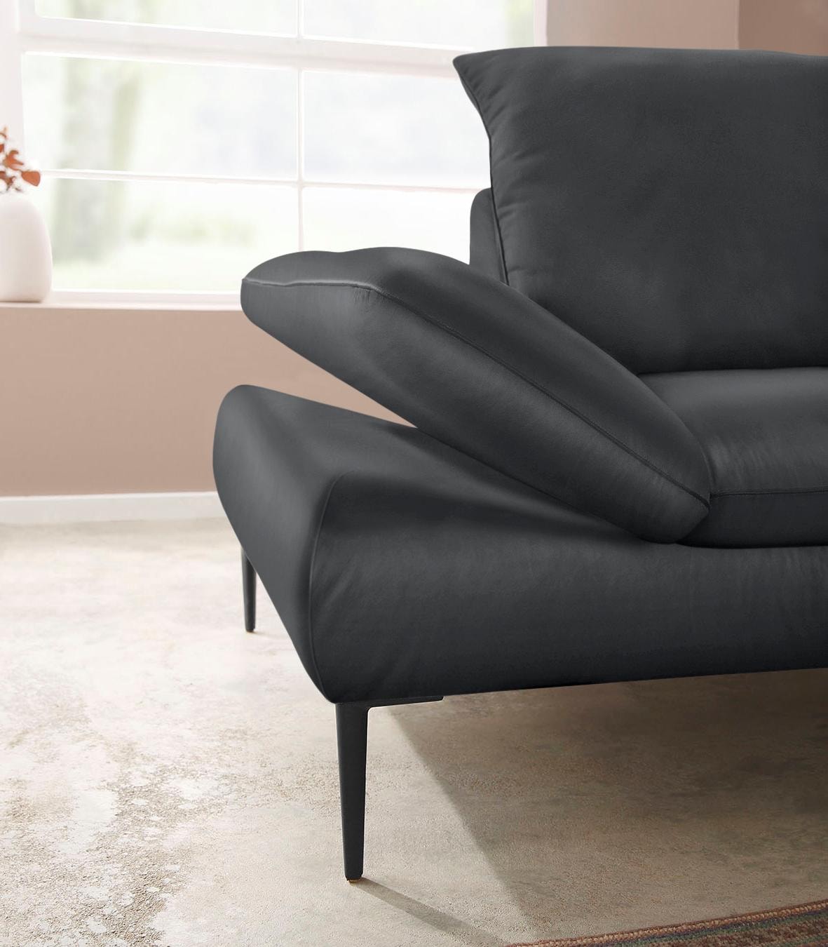 W.SCHILLIG Ecksofa »enjoy&MORE, Designsofa, elegant und bequem, L-Form«, Sitztiefenverstellung, Füße schwarz pulverbeschichtet, Breite 294 cm