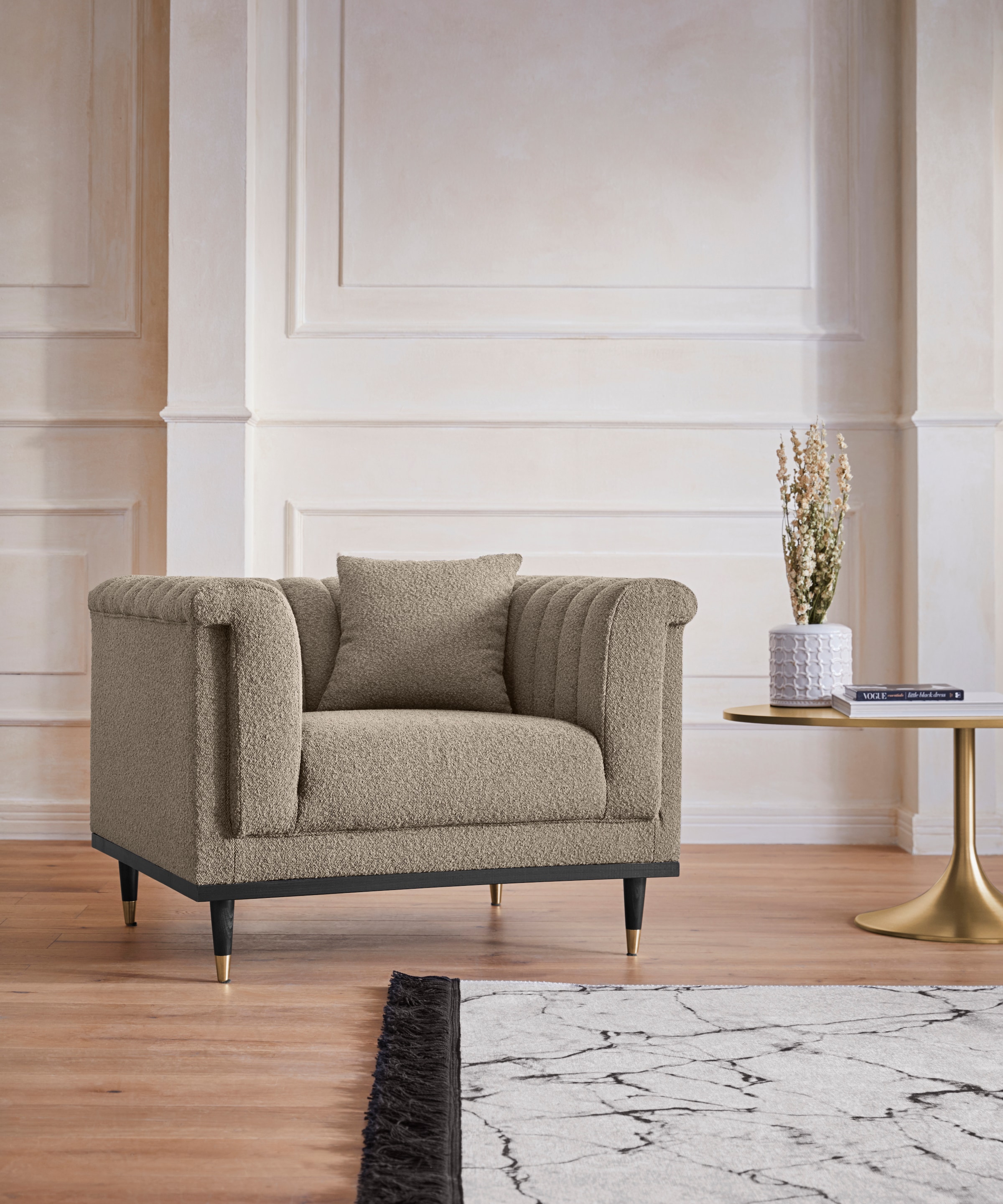 Home affaire Cocktailsessel »Chamby New Sessel« im Bouclé-Strukturbezug mit günstig online kaufen