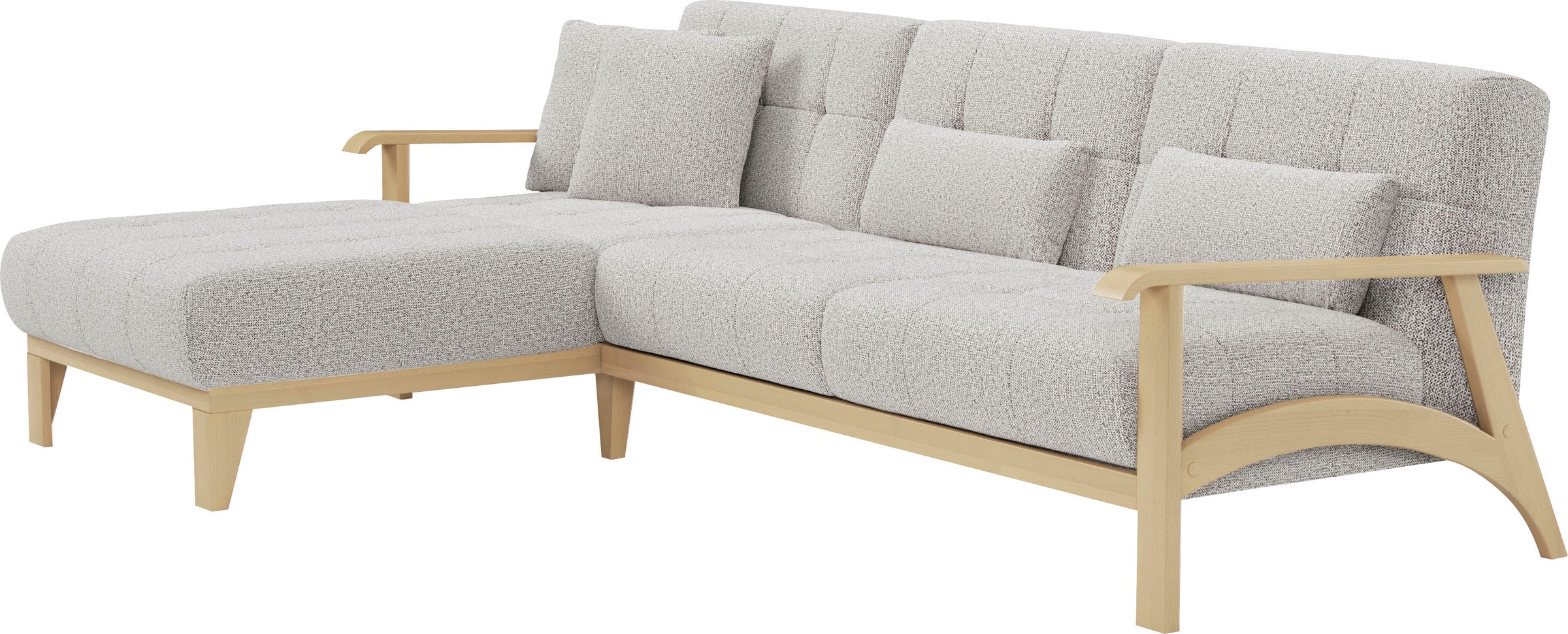 sit&more Ecksofa »Billund L-Form«, Armlehnen aus Buchenholz in natur, verschiedene Bezüge und Farben