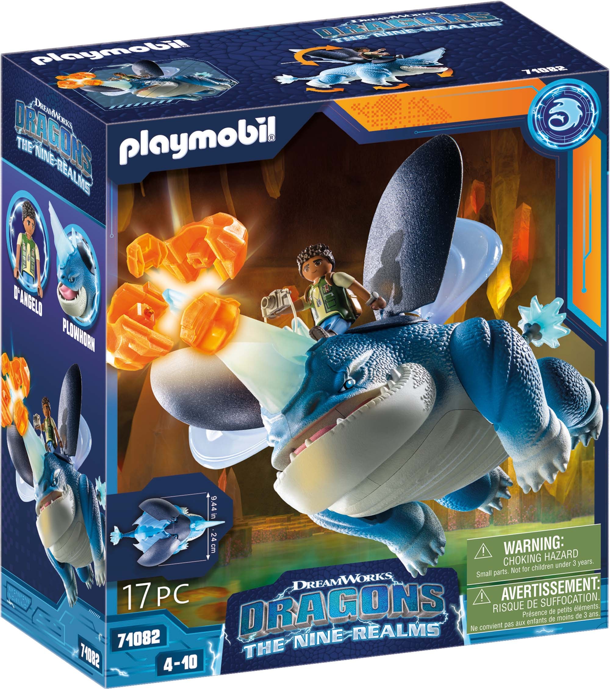 Playmobil® Konstruktions-Spielset »Dragons: The Nine Realms - Plowhorn & D'Angelo (71082)«, (17 St.), Made in Germany