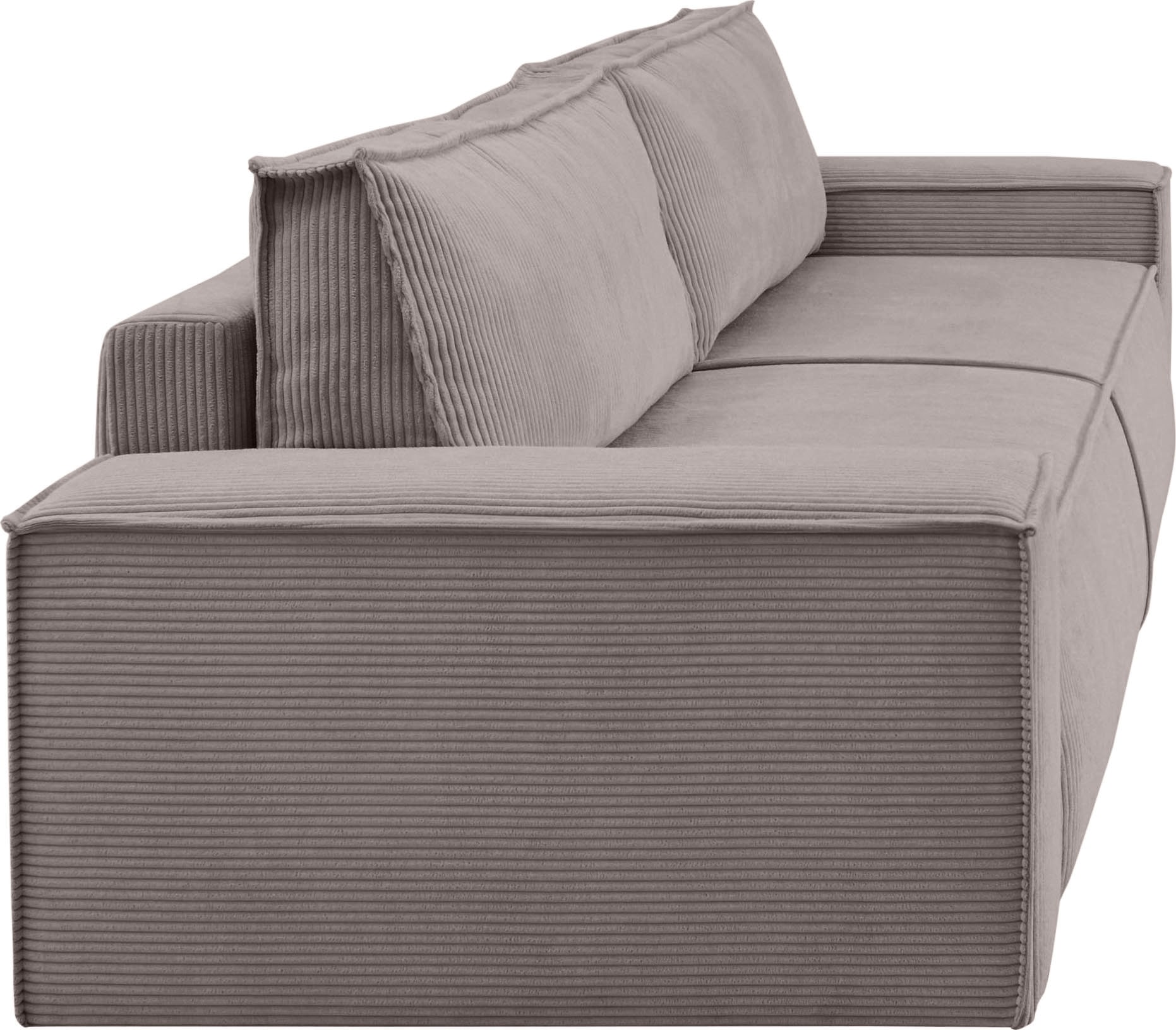 Home affaire 3-Sitzer »SHERWOOD Schlafsofa (257cm) Cord, Samtvelours, Vintage-Lederoptik«, Schlaffunktion mit Bettkasten (ca. 136/200cm)