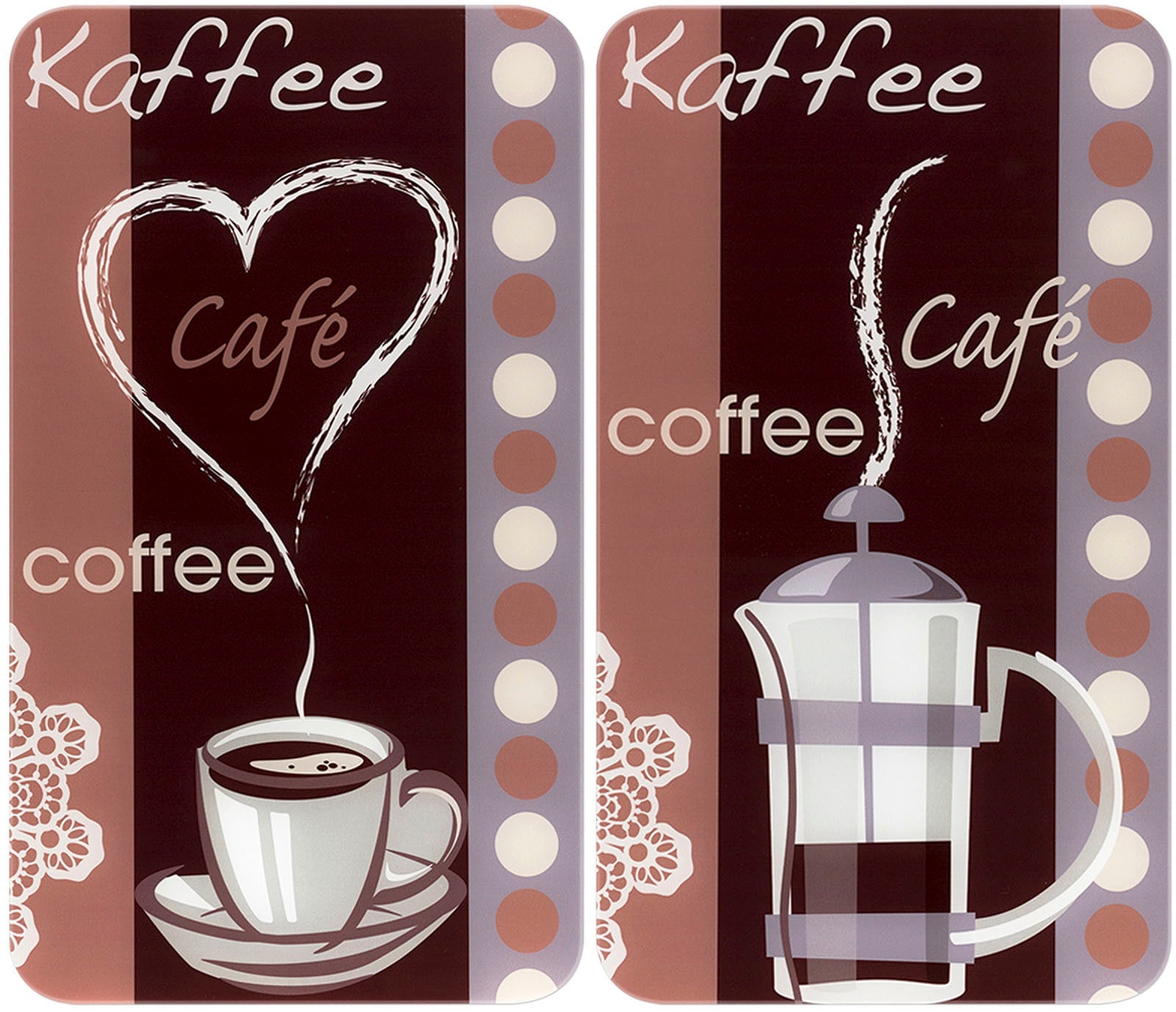 WENKO Herd-Abdeckplatte »Universal Modell Kaffeeduft«, (Set, 2 tlg.), Herdabdeckung für alle Herdarten, kratzfest, mit rutschfesten Füßen