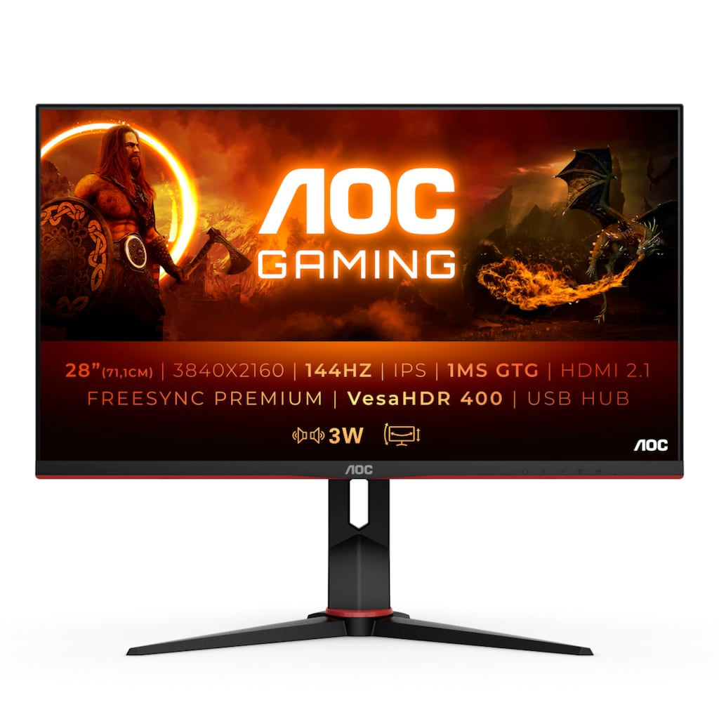 AOC Gaming-Monitor »U28G2XU2/BK«, 71,1 cm/28 Zoll, 3840 x 2160 px, 4K Ultra HD, 1 ms Reaktionszeit, 144 Hz