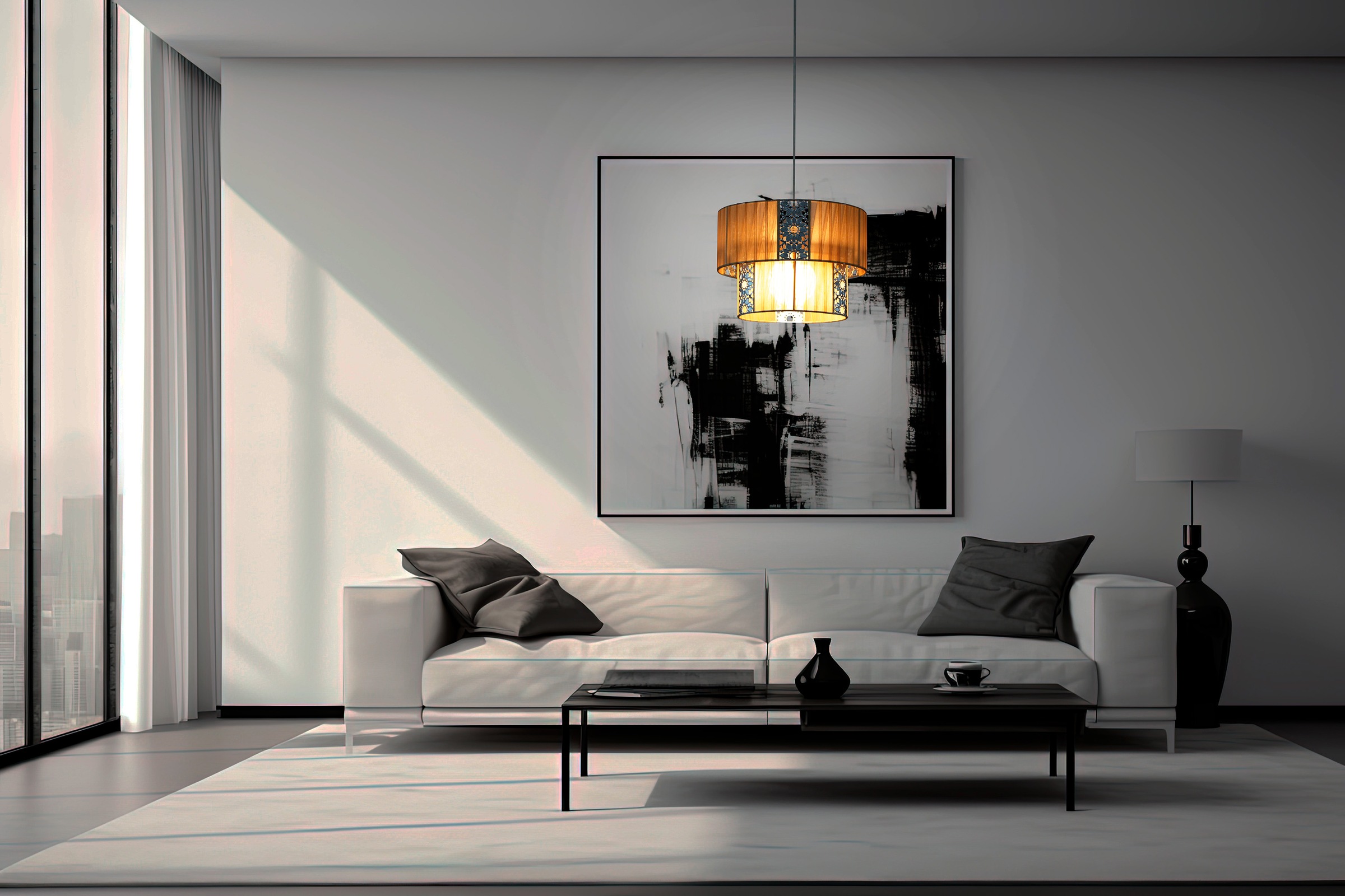 näve Pendelleuchte »Pori«, 1 flammig, Leuchtmittel E27 | ohne Leuchtmittel, Farbe cappuccino mit Blütenornament in grau, 1x E27 exkl. max. 60 W