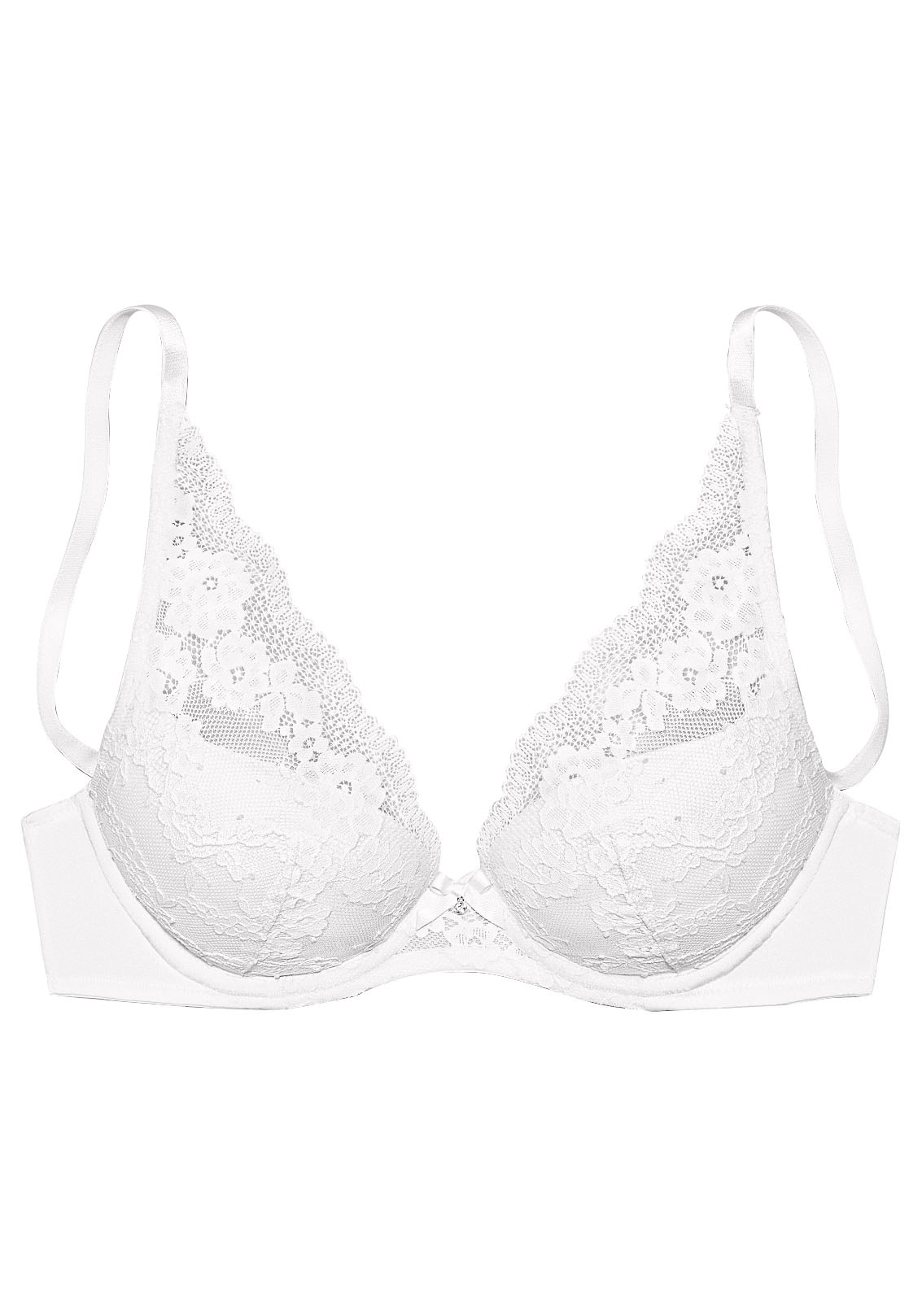 LASCANA Push-up-BH, aus blumiger Spitze im High-Apex Schnitt, Dessous