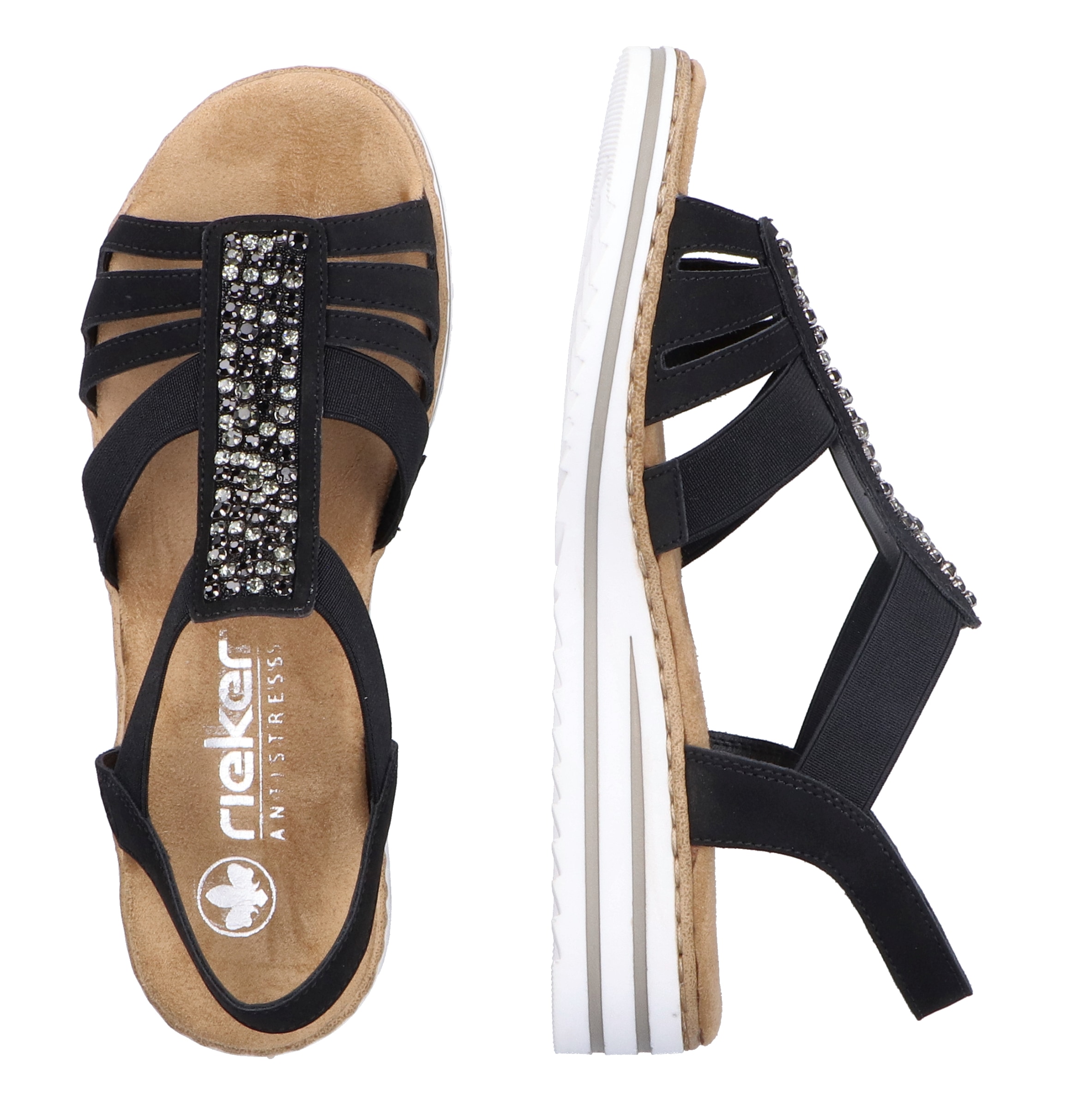 Rieker Keilsandalette  , Sommerschuh, Sandale, Keilabsatz, mit Gummizüge für guten Sitz