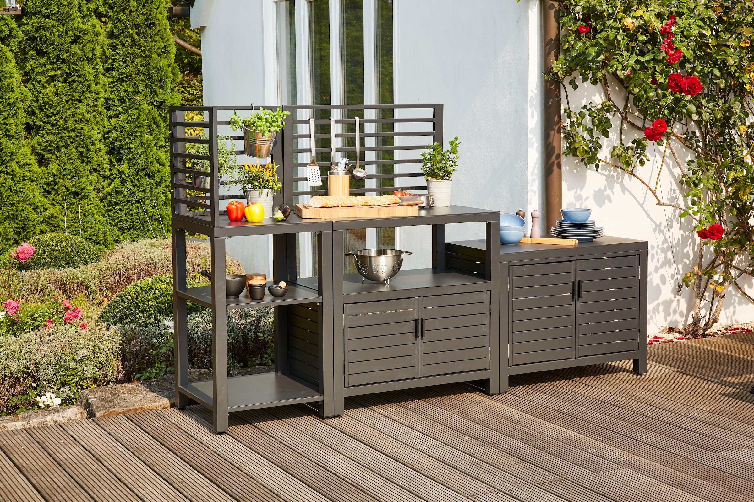 Siena Garden Outdoor-Küche »Texas 3er-Set« Set,  aus Aluminium in matt anthrazit