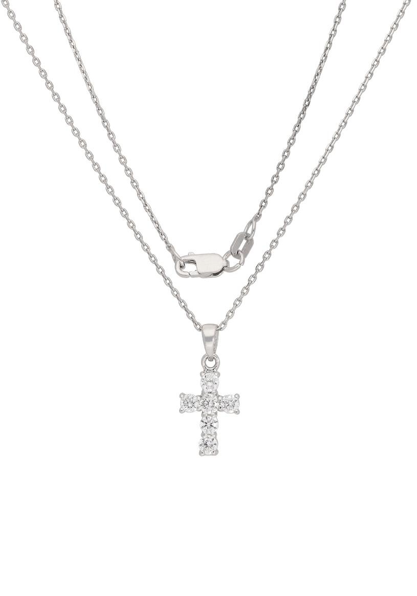 Firetti Kette mit Anhänger »Schmuck Geschenk Silber 925 Halsschmuck Halskette Ankerkette Kreuz«, mit Zirkonia (synth.)
