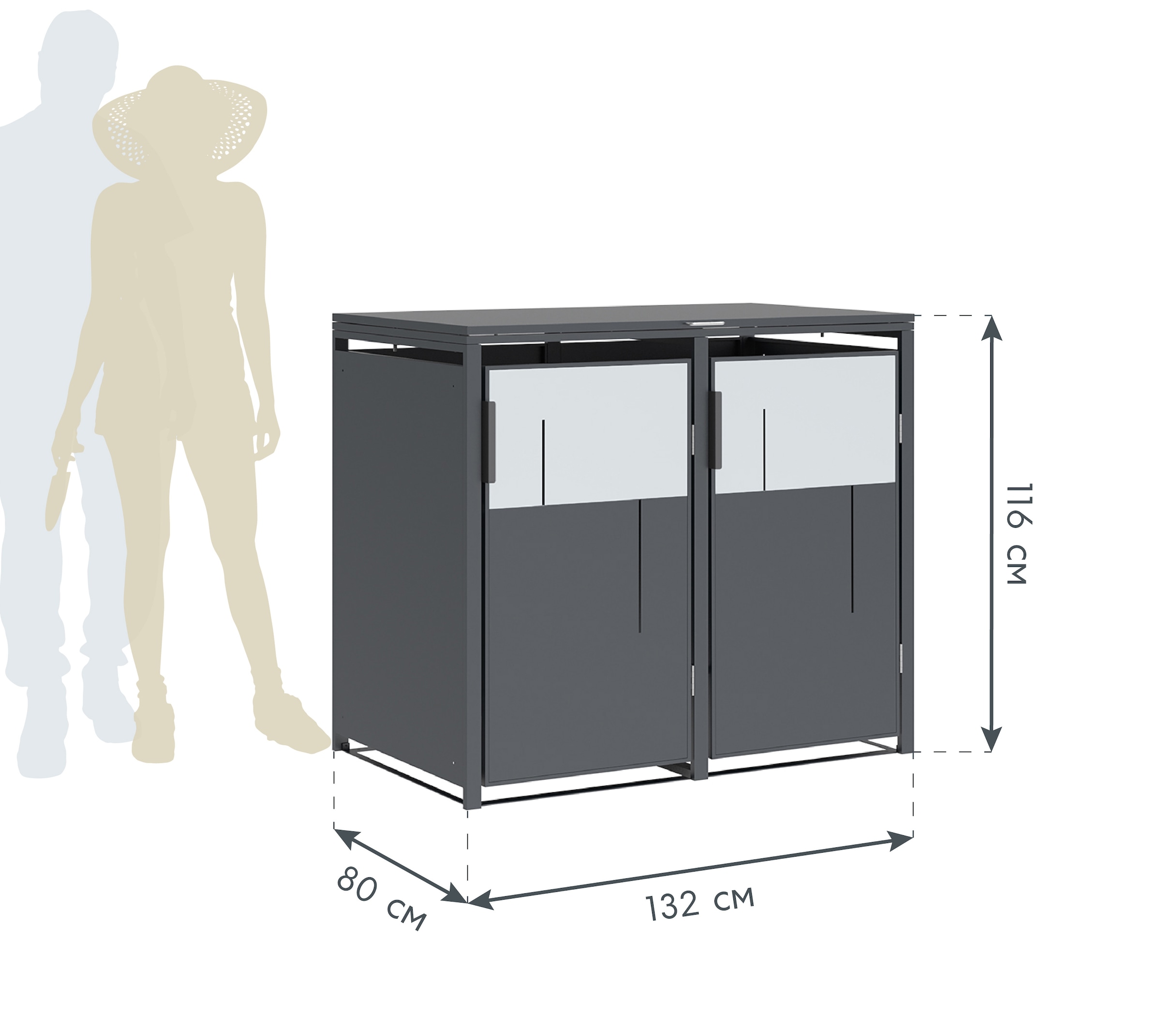 WESTMANN Mülltonnenbox »Tonus 2« BxTxH: 132x80x113 cm, für 2x240 L Mülltonnen