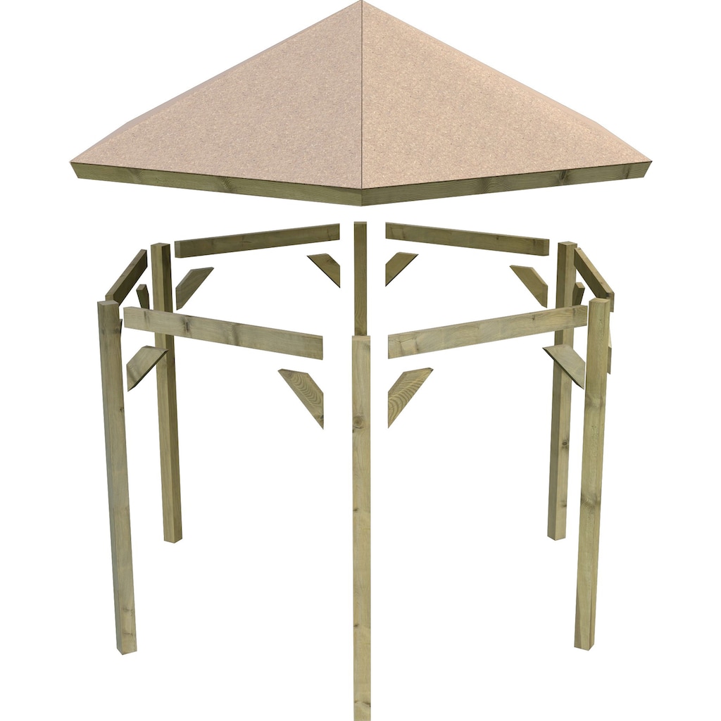 Karibu Holzpavillon »Lissabon«, (Set), BxT: 299x260 cm, inkl. Dachschindeln und Pfostenanker